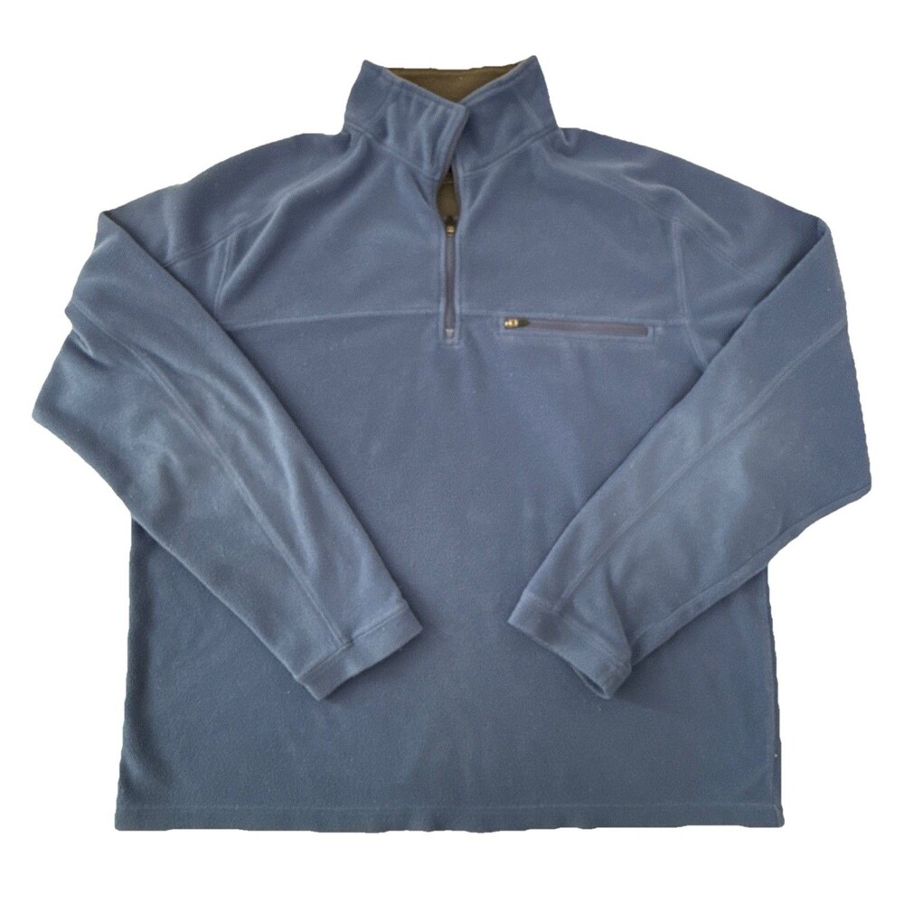 L.L. Bean Men’s Fleece Pullover 1/4 Zip Sweater L Zip Pocket Soft Powder Blue